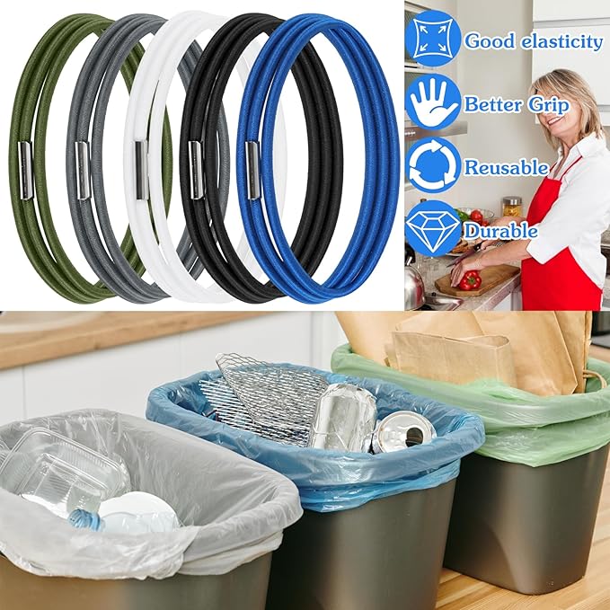 5 Pcs Trash Can Bands Trash Can Rubber Bands Large Elastic Band for 13 To 30 Gallon Garbage Cans Stretch Garbage Bag Band for Kitchen Office School