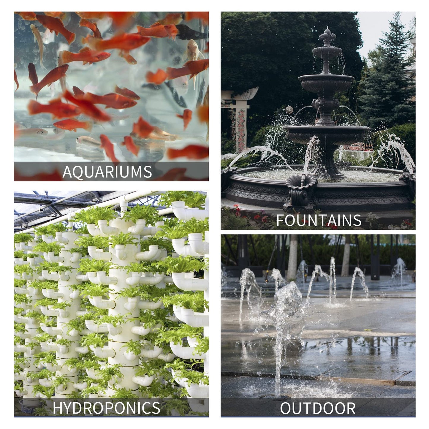 FREESEA Fountain Submersible Water Pump: 800GPH 45W Adjustable Small Pond Pump with 5ft Tubing Hose and 3 Nozzles 10ft High Lift for Outdoor | Hydroponics | Waterfall | Aquarium | Fish tank