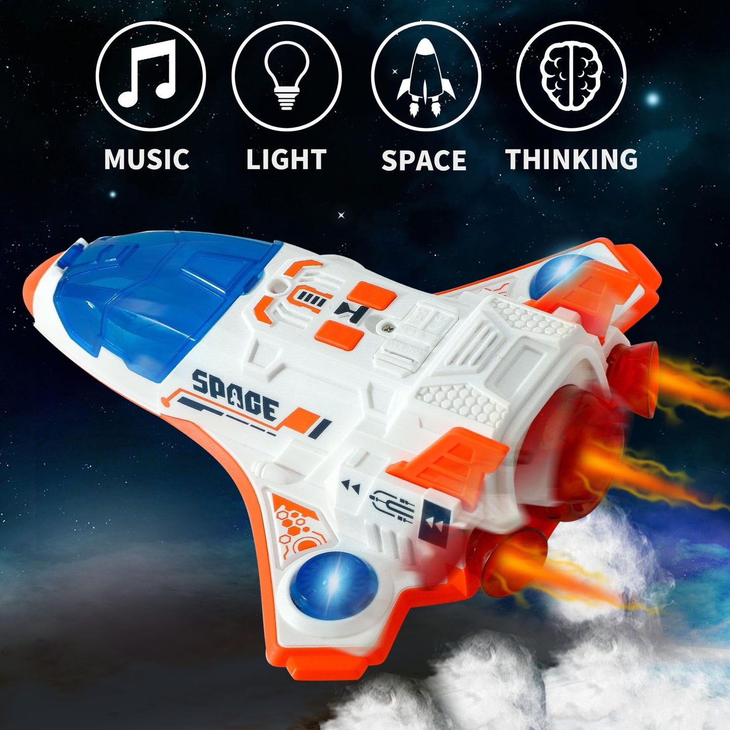 Wbzle Space Shuttle Toy for Kids 3-5, Rocket Ship Toy with Lights and Sound, Space Exploration Astronaut Toys Set, Airplane Toys for Kids Ages 4-8