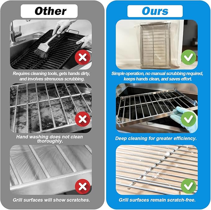 XANGNIER 3 Pack No Scrub Oven Rack Cleaning Bags 23.7*15.7 in,No Cleaner Included,Simple to Use,No Messy Hands Reusable Leakproof Soaking Cleaner Bags for Removable Metal Rack,BBQ Grills,Grill Grate