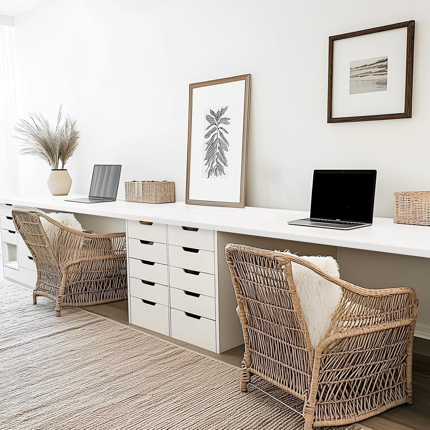 Kaboon 45.67"x23.62" White Table Top, Solid One-Piece Desktop, Reversible Melamine Countertop, Double Desks, L-Desk DIY