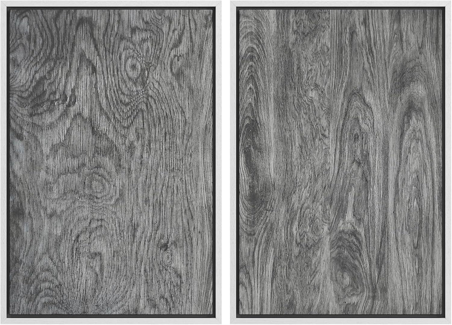 SIGNWIN Framed Canvas Print Wall Art Set Gray Wood Grain Rustic Abstract Illustrations Modern Art Minimal Decorative Nordic for Living Room, Bedroom, Office - 24"x36"x2 White