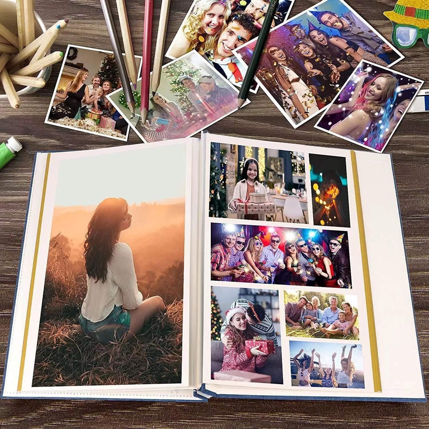 Large Adventure Book Photo Album Magnetic, 13"x11.5",DIY,Handmade for Anniversary,Family Memories Accommodates 3x5 to 8x10 Photos Inspired by 'Up',Perfect for Couples, Friend,Travel Memories(Grey)