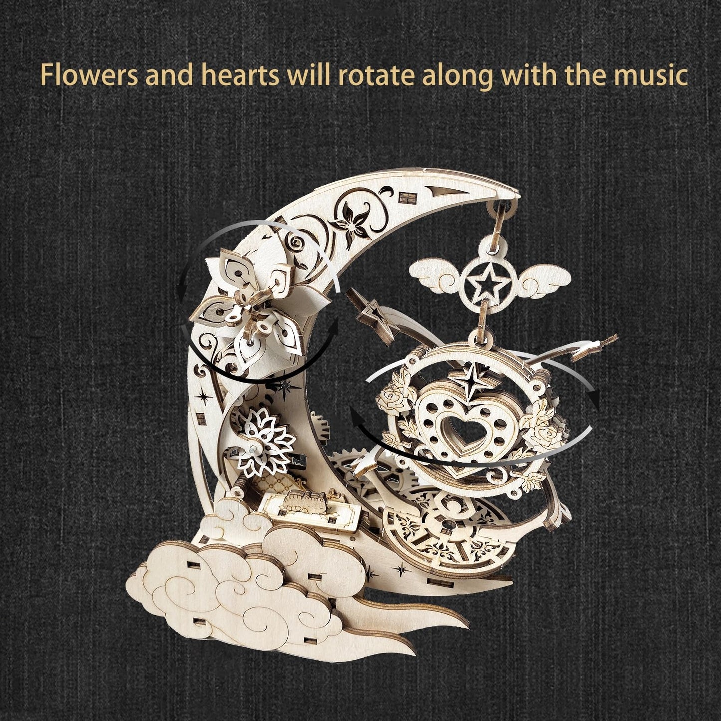 Wooden 3D Puzzle for Adults Mechanical Music Box Model Kits Wood DIY Crafts Kit Jigsaw Puzzle for Age 14+ Years Old
