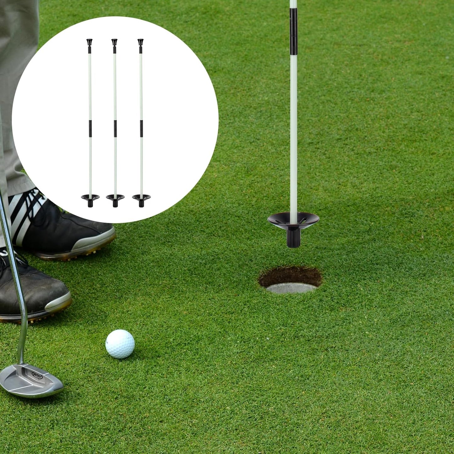 Golf Flagstick, Golf Pole Pin Flagpole Portable Detachable Design, Practice Putting Green Flag Stick for Yard Club, Backyard GolfCourse 3FT Heights Available, 3 Pack