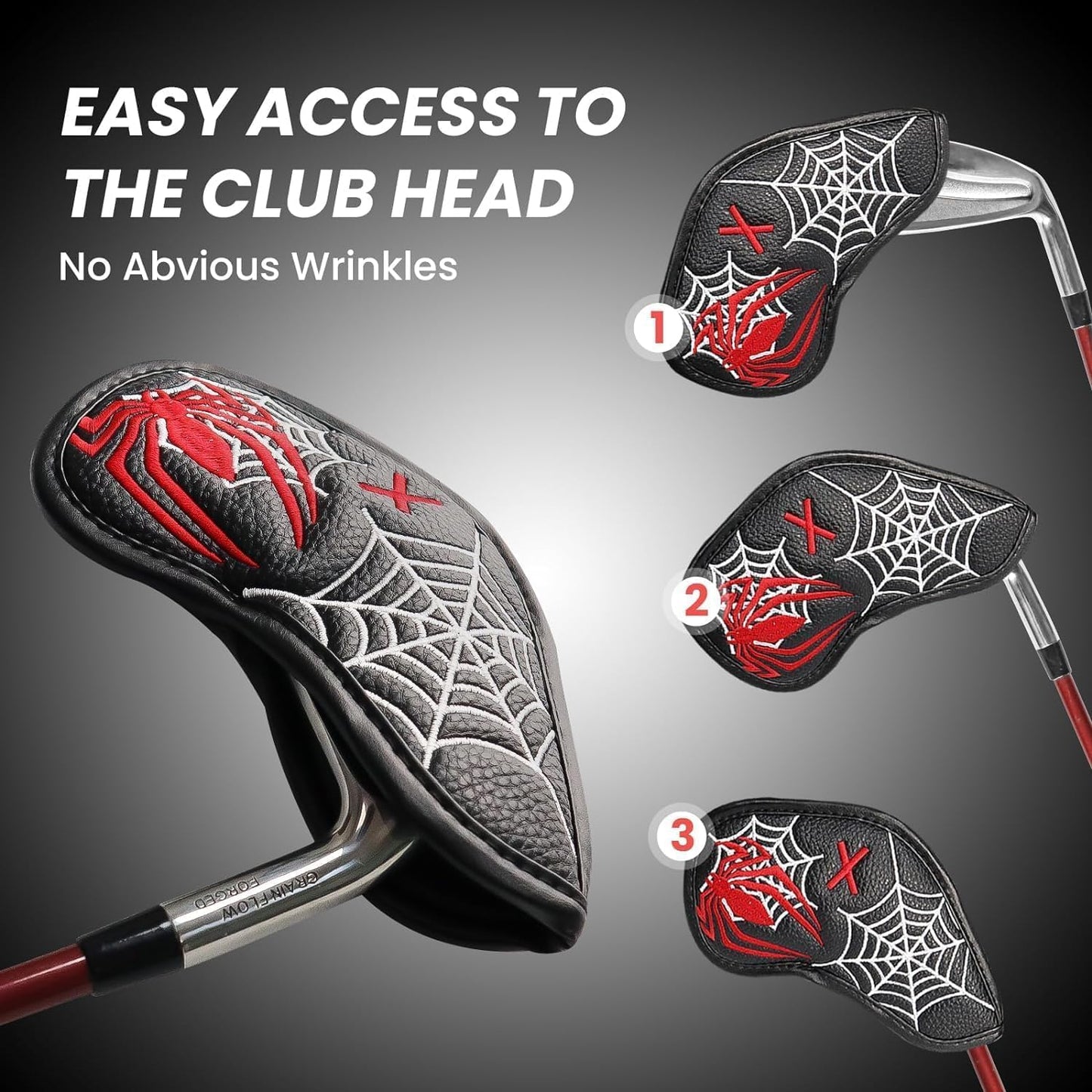 Golf Club Covers Iron Value 12 Pack Stylish Synthetic Leather Headcover, Embroidery Numbers Head Covers Universal Protector Fit Main Iron Wedge Clubs, Accessories Travel for Men Women