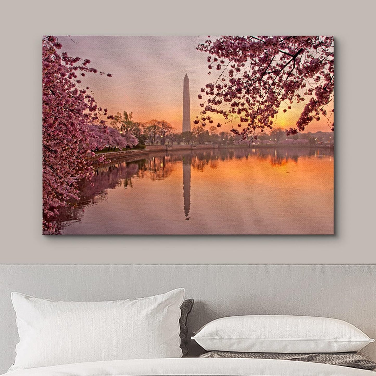 Canvas Prints Wall Art - Cherry Blossom Festival at The National Mall Washington, DC | Modern Wall Decor/Home Art Stretched Gallery Wraps Giclee Print & Wood Framed. Ready to Hang - 16" x 24"