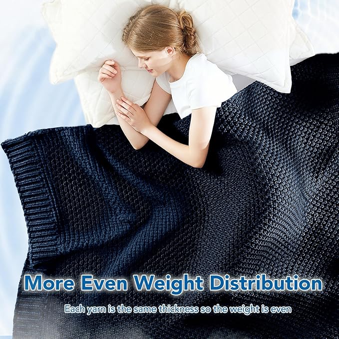 Topcee Knitted Weighted Blanket - 50"x60" 5lbs Cooling Chunky Knit Heavy Blanket for Adults Cable Yarn Knit Decorative No Beads Soft, Cozy and Cooling Weighted Throw Blankets Machine Washable