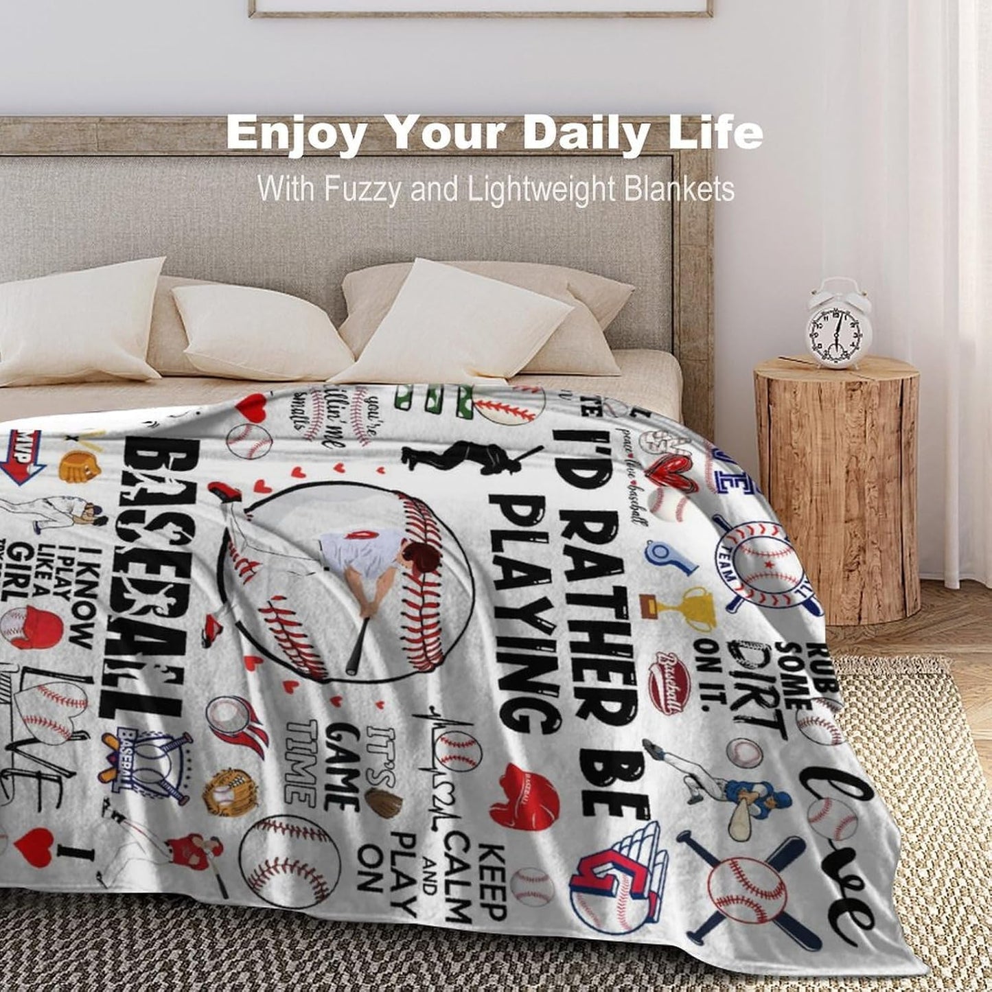 Baseball Blanket Gifts for Boys Men Coach Gifts Bedding Soft Cozy Flannel Throw for Lover Team Kids Adults 60"X50"