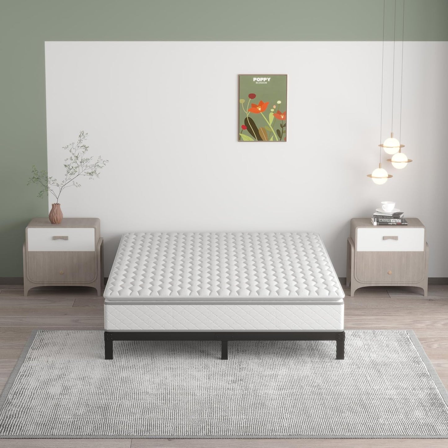 7 Inch Full Bed Frame No Box Spring Need, Low Profile Metal Platform Full Size Bed Frame, Heavy Duty Support Bedframes Full, Easy Assembly