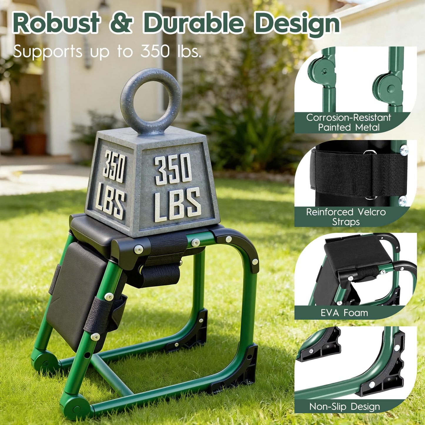 LemZodo Garden Kneeler and Seat, Ergonomic 2-in-1 Foldable Knee Seat, Gardening Stool with Soft Adjustable Kneeling Pad, Gardening Gifts for Women Mom Men Seniors