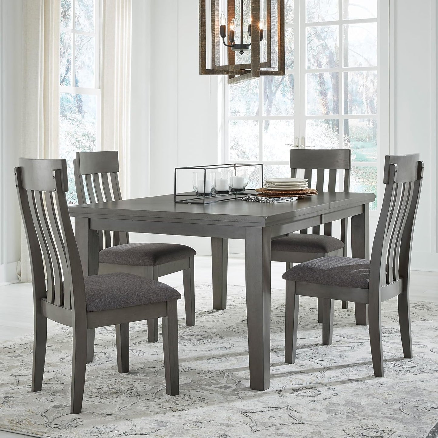 Signature Design by Ashley Hallanden Modern Slat Back 18.63" Dining Room Chair, Set of 2, Gray
