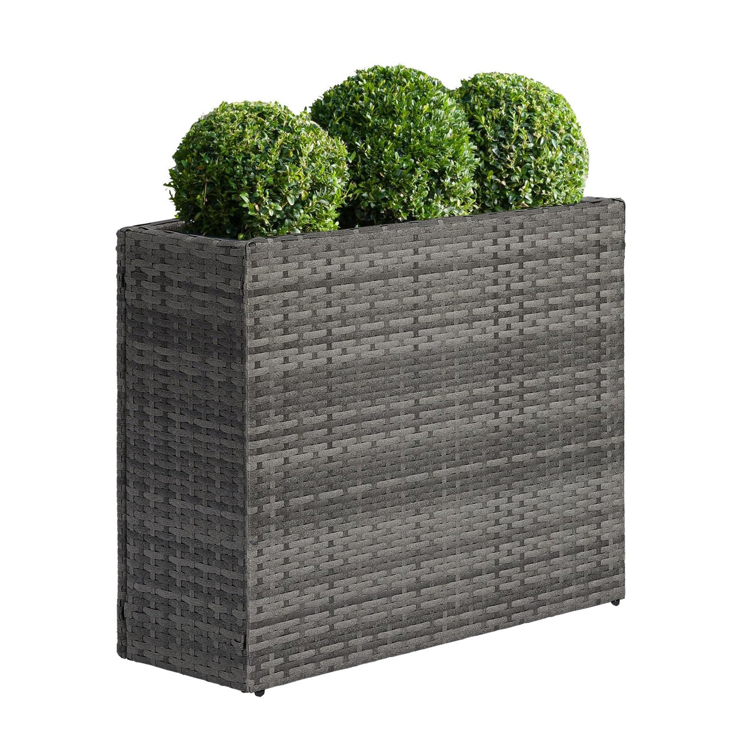 SUNNYPARK Tall Rectangular Planter with Removable Liner, All-Weather PE Rattan Large Modern Planters Indoor Outdoor Flower Plant Pots Garden Box Patio Yard Front Porch Deck