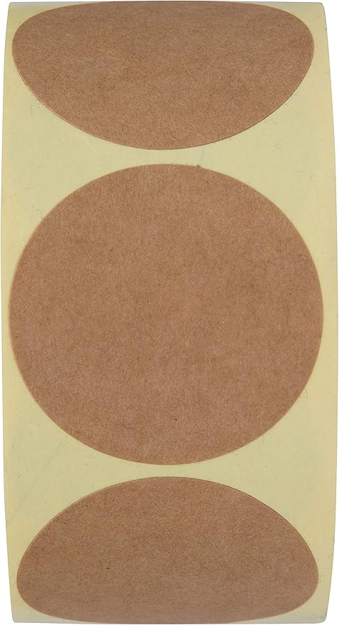 Camp Galaxy 1.5” Natural Brown Kraft Stickers (500 Per Roll) - Round Blank Stickers for Store Owners, Crafts, Organizing, Jar and Canning Labels, Price Tags
