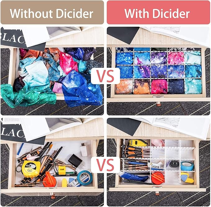 40Pcs Drawer Dividers, Adjustable Drawer Organizer for Socks, Underwear, Makeup, Can Help Tidy Kitchen, Bedroom, Dresser Green