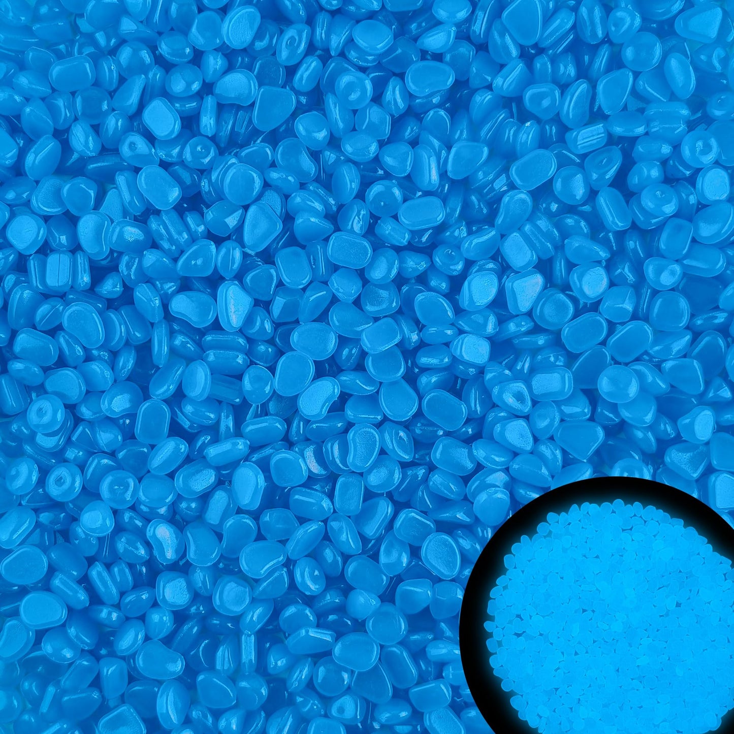 6000pcs 5-8mm Bule Luminous Stones Glow in The Dark Garden Pebbles Stones Glow in The Dark Rocks Outdoor Glow Pebbles Aquarium Rocks for Garden Path Walkway Yard Fish Tank Plant Pots