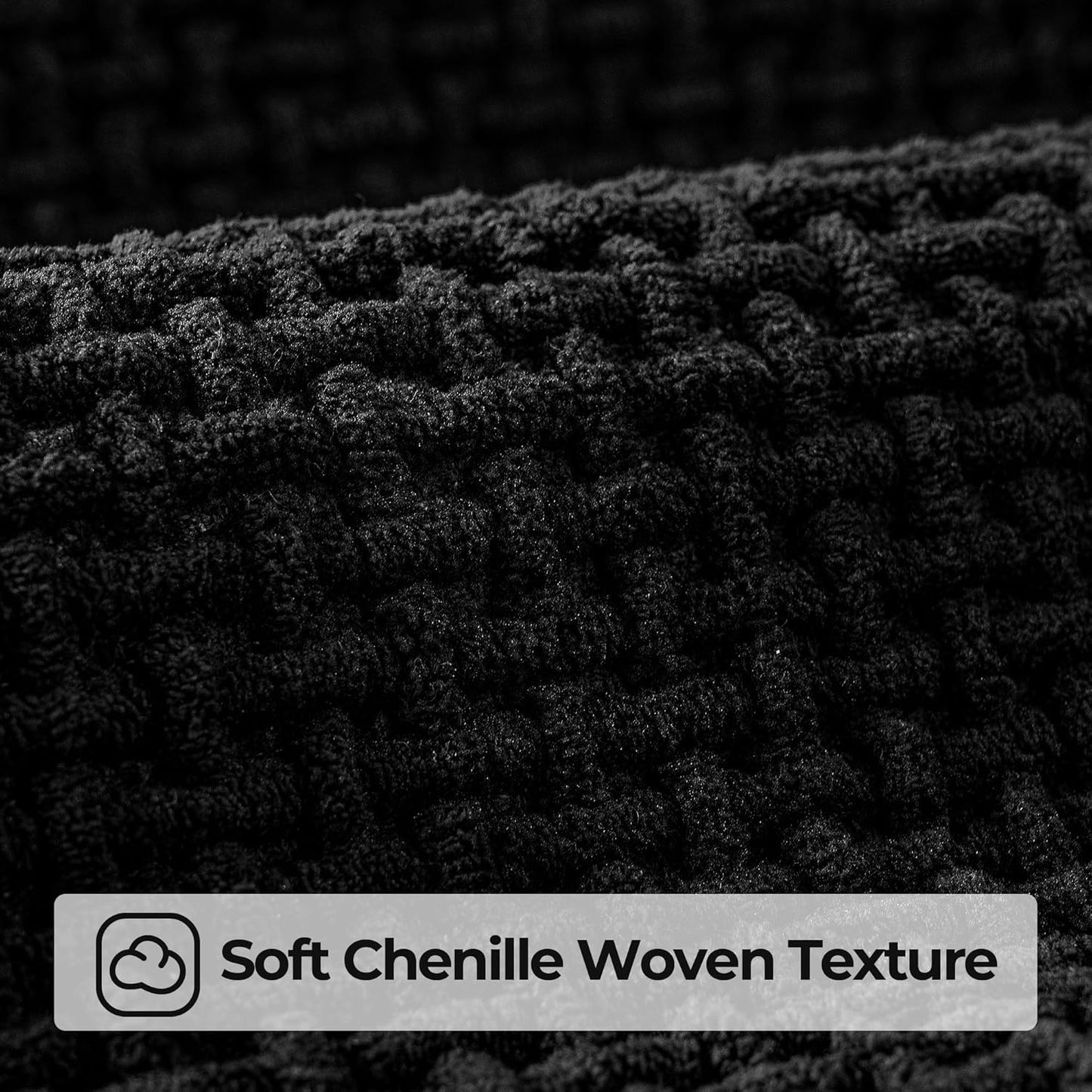 GRANNY SAYS Black Bathroom Rugs, Absorbent Bath Mats 16" x 24", Soft Chenille Bathroom Mat, Small Bath Rugs Non Slip Washable, Quick Dry, Thin, Rug for Tub and Shower