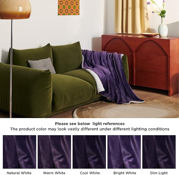 Bedsure GentleSoft Sherpa Fleece Throw Blanket Twin Size for Couch - Thick and Warm Throw Gifts for Women and Girls, Soft Fuzzy Plush Twin Blanket for Winter, Non-Heated, Purple, 60x80 Inches