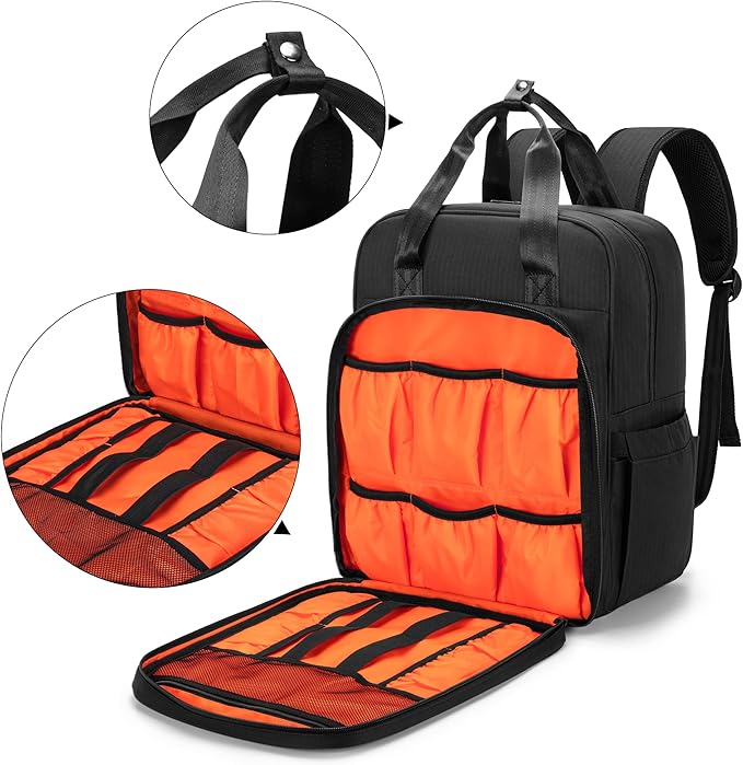 CURMIO Bartender Bag Travel Bartender Kit Backpack with Padded Compartments for Wine and Bar Tools Set, Bartender Carrying Bag for Home Indoor Outdoor Patio Party, Black, Bag Only, Patent Pending