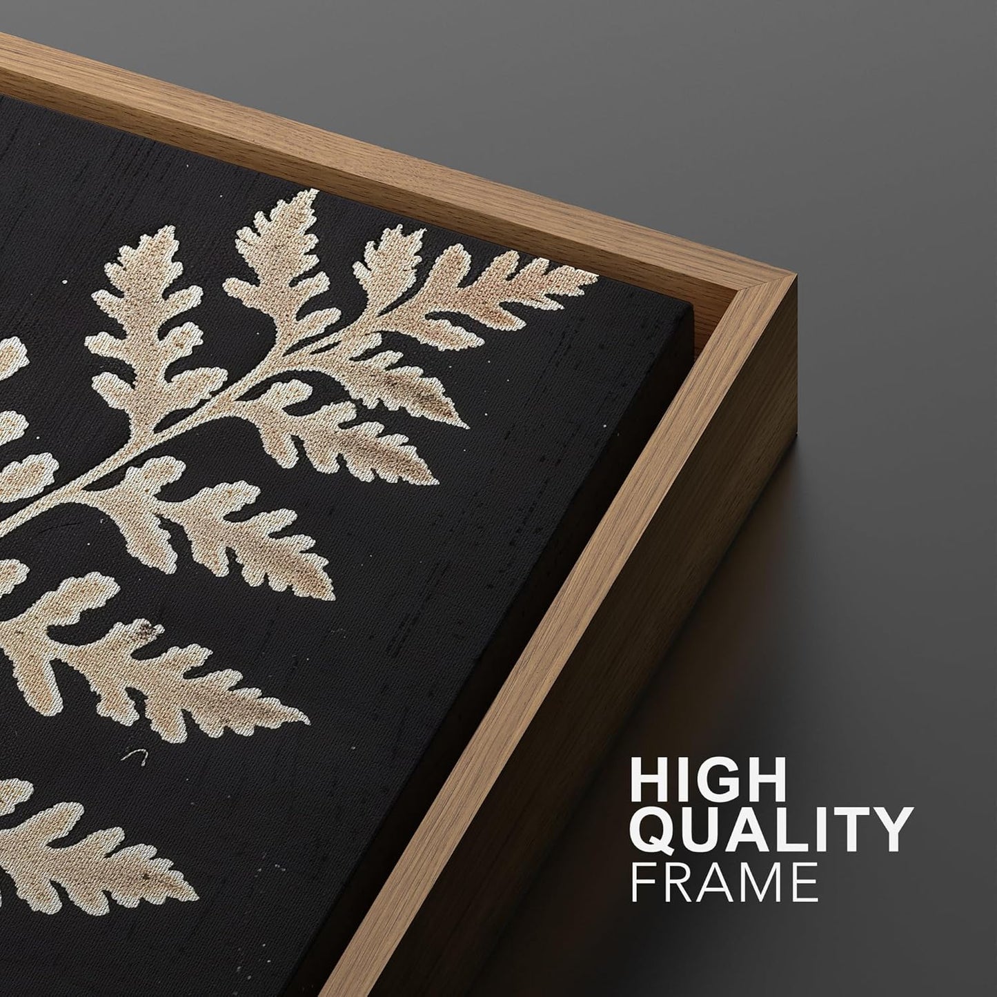 SIGNWIN Framed Canvas Print Wall Art Vintage Fern Leaf Silhouettes Natural Botanical Rustic Illustrations Modern Art Decorative Contemporary for Living Room, Bedroom, Office - 24"x36"x2 Natural