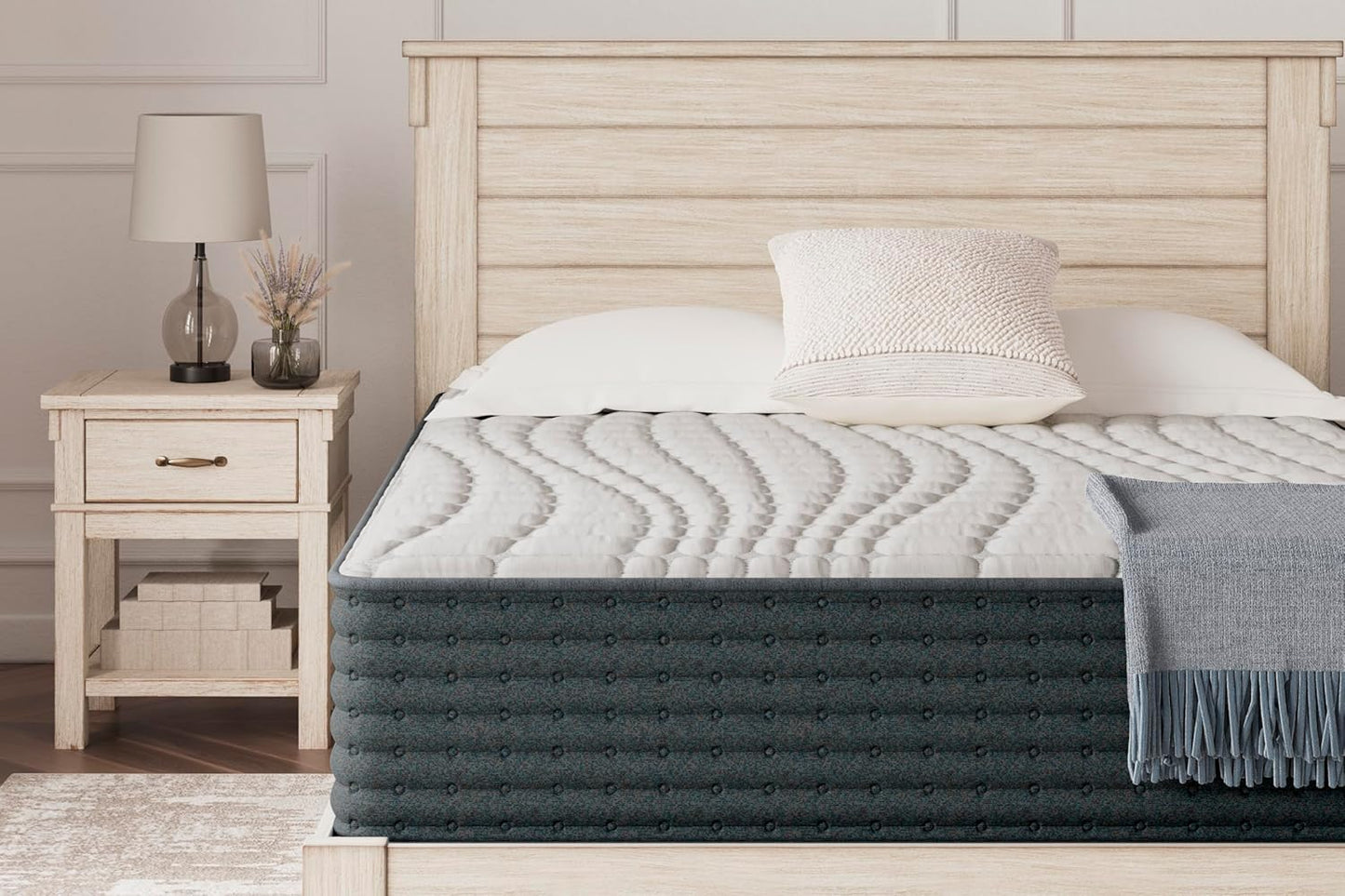 Signature Design by Ashley Hybrid 1300 13 Inch Plush Gel Memory Foam Mattress with Edge Support for Pressure Relief, California King, Fiberglass Free, Mattress in A Box