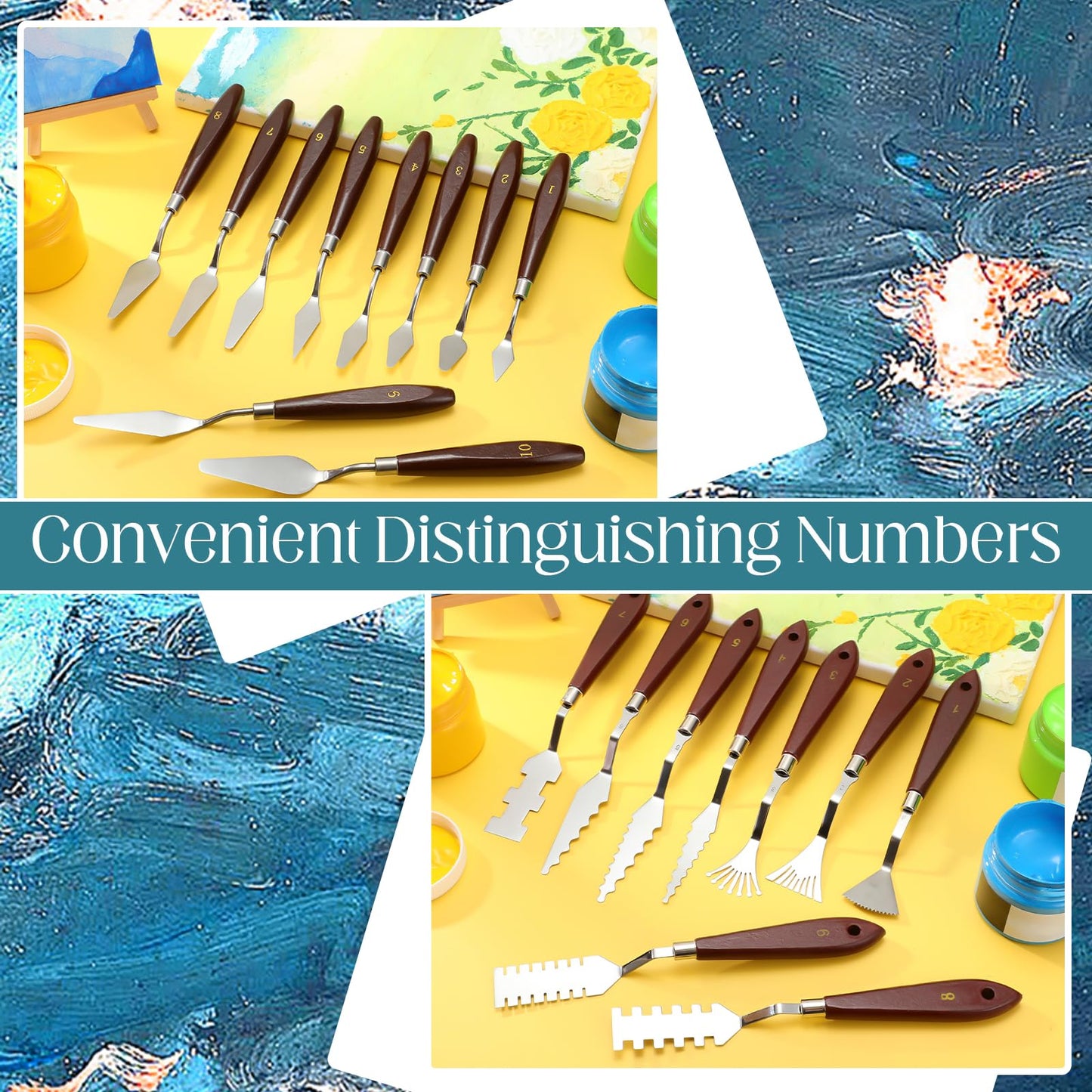 Lasnten 37 Pcs Palette Knife Set Pallet Knife Set Stainless Steel Paint Spatula Tools with Wooden Handle for Acrylic Color Mixing Scraper Supplies Oil Painting Accessories