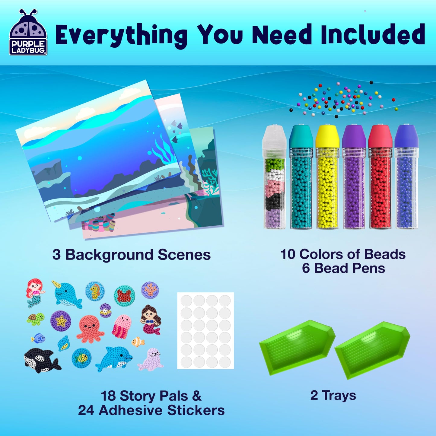 Magical Bead Painting – Birthday Gifts for Girl and Boy Ages 6-8 Years Old, Bead Art & Craft Set, Beads Pen & Painting Activities, Creative Arts & Crafts Ocean Theme Kit with Fun Designs