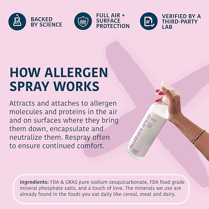 Allergen Spray, Pets, Dust Allergies & More, Air & Surface, Just Add Water, Bottle with One Refill, Over 64oz Total