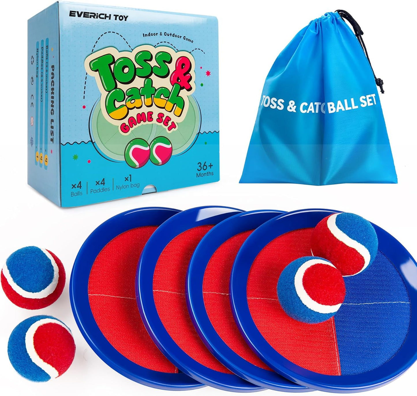 EVERICH Upgraded Toss and Catch Ball Game Set, Outdoor Games for Kids Toys, Stocking Stuffers for Family Games, Beach Pool Yard Outside Toys for Boys Girls 3 4 5 6 7 8-12 Years Old
