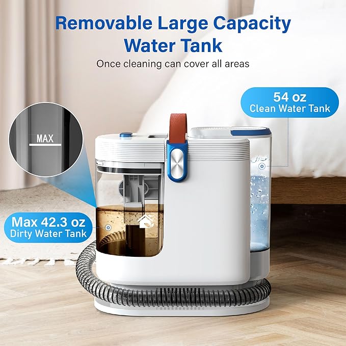 Portable Carpet Cleaner Machine, Carpet Shampooer, 15Kpa Upholstery Cleaner with 3 Tools, 54oz Large Water Tank, 16.4ft Power Cord, Spot and Stain Deep Cleaner for Rug, Couches, Car,Azure