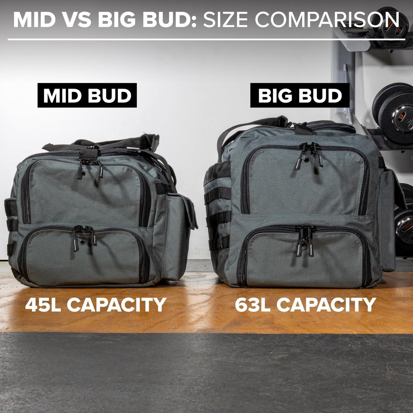 Serious Steel Fitness Gym Bag, 1000D Nylon Duffel Bag, Heavy Duty (Grey - Big Bud 2.0)
