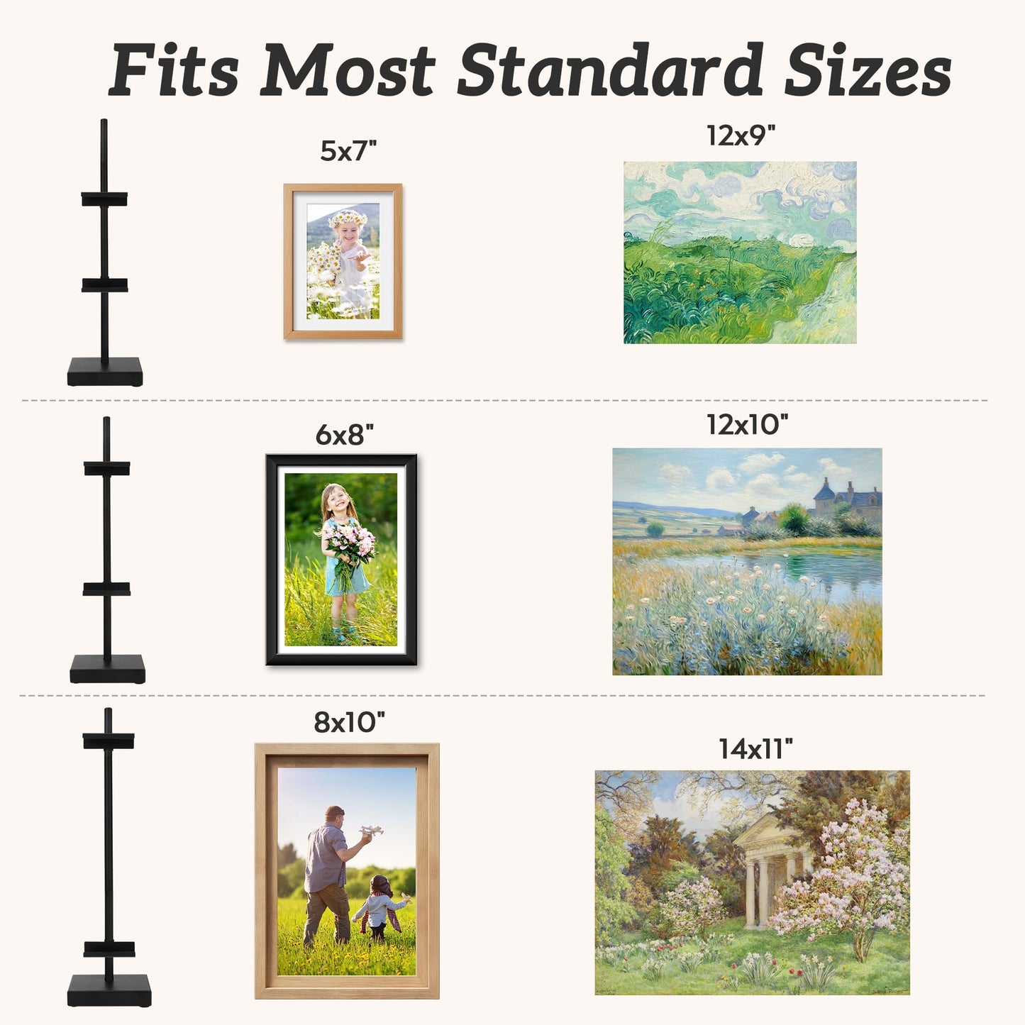 Donghome 18” Black Steel Adjustable Tabletop Easel Stand,Picture Frame Holder Stand for Display,Art Easel Photo Stands for Sign,Plates,Painting,Artwork,Poster,Books