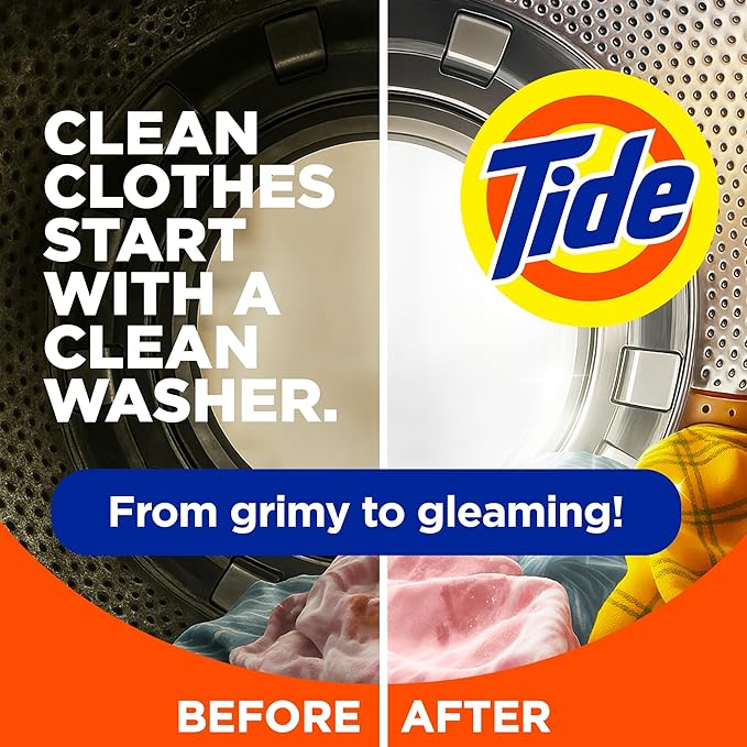 Washing Machine Cleaner by Tide, Washer Machine Cleaner with Oxi for Front and Top Loader Washer Machines, Deep Cleaning Residue & Odor Eliminator, 10 Month Supply + Calendar