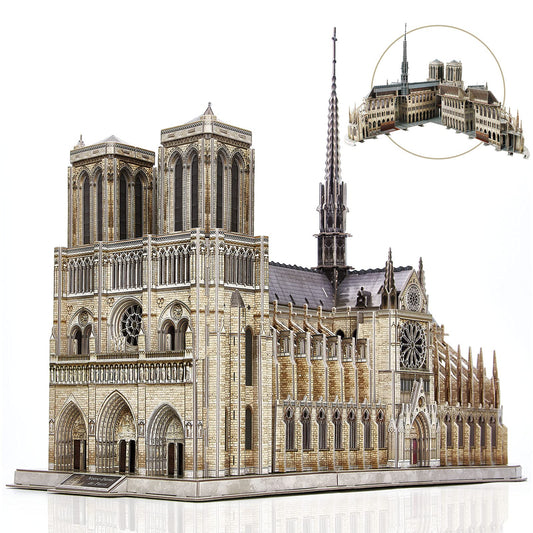 CubicFun 3D Puzzle for Adults Moveable Notre Dame de Paris Church Model Kits Large Challenge French Cathedral Brain Teaser Architecture Building, 293 Pieces Christmas Decorations