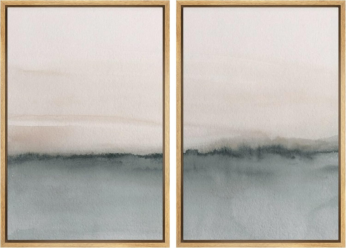 SIGNWIN Framed Canvas Print Wall Art Set Duotone Gray Pastel Landscape Abstract Shapes Illustration Modern Art Decorative Nordic Chic Relax/Zen for Living Room, Bedroom, Office - 16"x24"x2 Natural