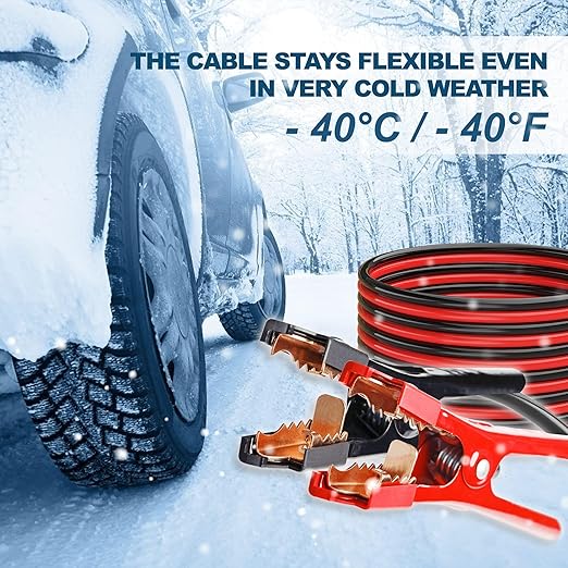 Heavy Duty Jumper Cables,2 Gauge 20 Feet Booster Battery Cable,Automotive Wires with Alligator Clips,Carrying Bag,Safety Gloves and Iron Brush for Cars Truck