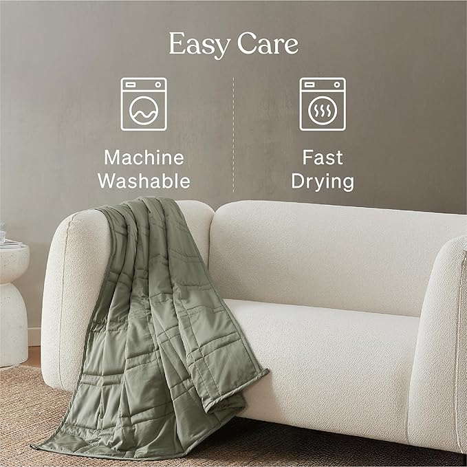 Baloo Weighted Blanket for Adults 20 lb (Vert, 80"x87") | Cool & 100% Cotton | Machine Washable & Dryer Safe | Glass Microbead Fill