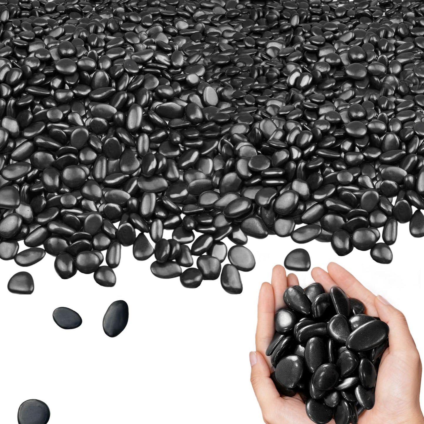 Garrdeen 5LB Black Polished River Rocks, 0.5–1.0 inch Small Pebbles for Indoor Plants, Aquarium Rocks, Fish Tank Gravel, Decorative Stones for Planters, Vase Fillers & Landscaping Decor