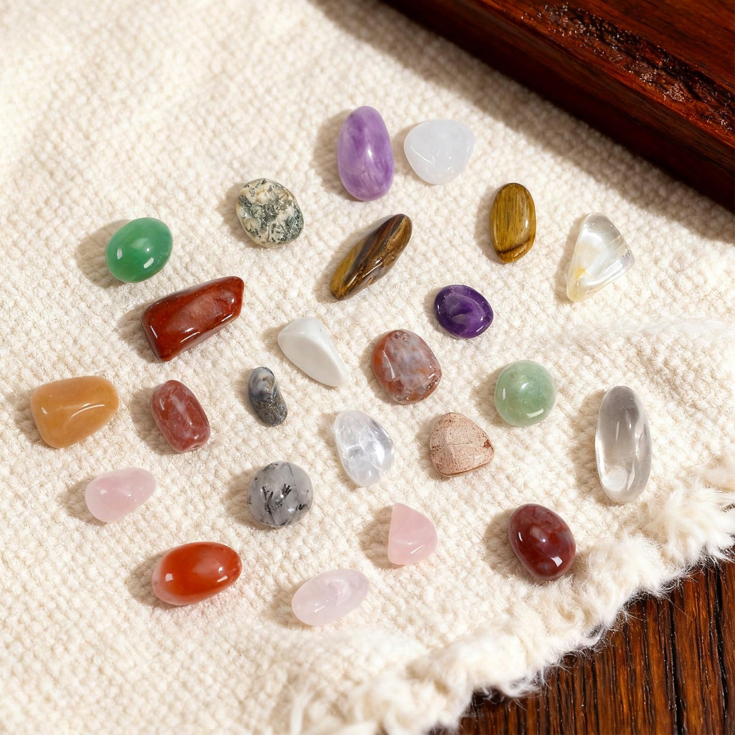 80PCS Natural Bulk Assorted 0.5''-0.6'' (0.6 lb) Tumbled Polished Stones Healing Crystal Set Real Raw Stones for Home Decoration Reiki Gifts Energy Therapy