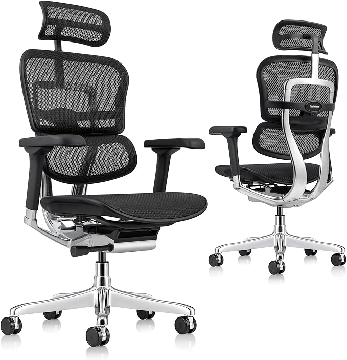 Ergohuman Eurotech ME7ERG GEN2 High Back Mesh Office Chair with Tilt Tension Control, Tilt Lock, Back Angle, Back Height, Synchro Tilt, Seat Height, Seat Depth, and Arm Height Adjustments, Black
