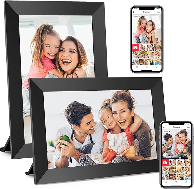 BIGASUO Digital Picture Frame, 10.1" Frameo Digital Frame WiFi with 32GB Memory, 1280x800 IPS Touch Screen, Send Photos/Videos from Your Phone Anywhere, Photo Gifts for Parents and Grandparents 2 Pack