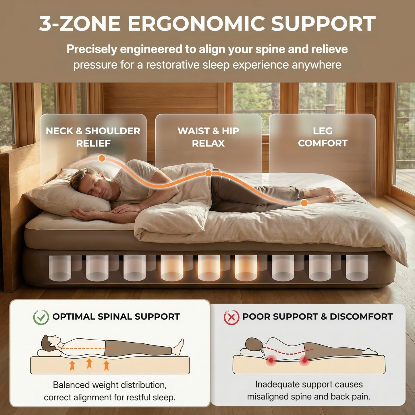 Naturehike California King Air Mattresses with Rechargeable Built-in Pump, Inflatable Mattress, Portable Blow up Mattress, Air Bed for Home, Camping, Guest