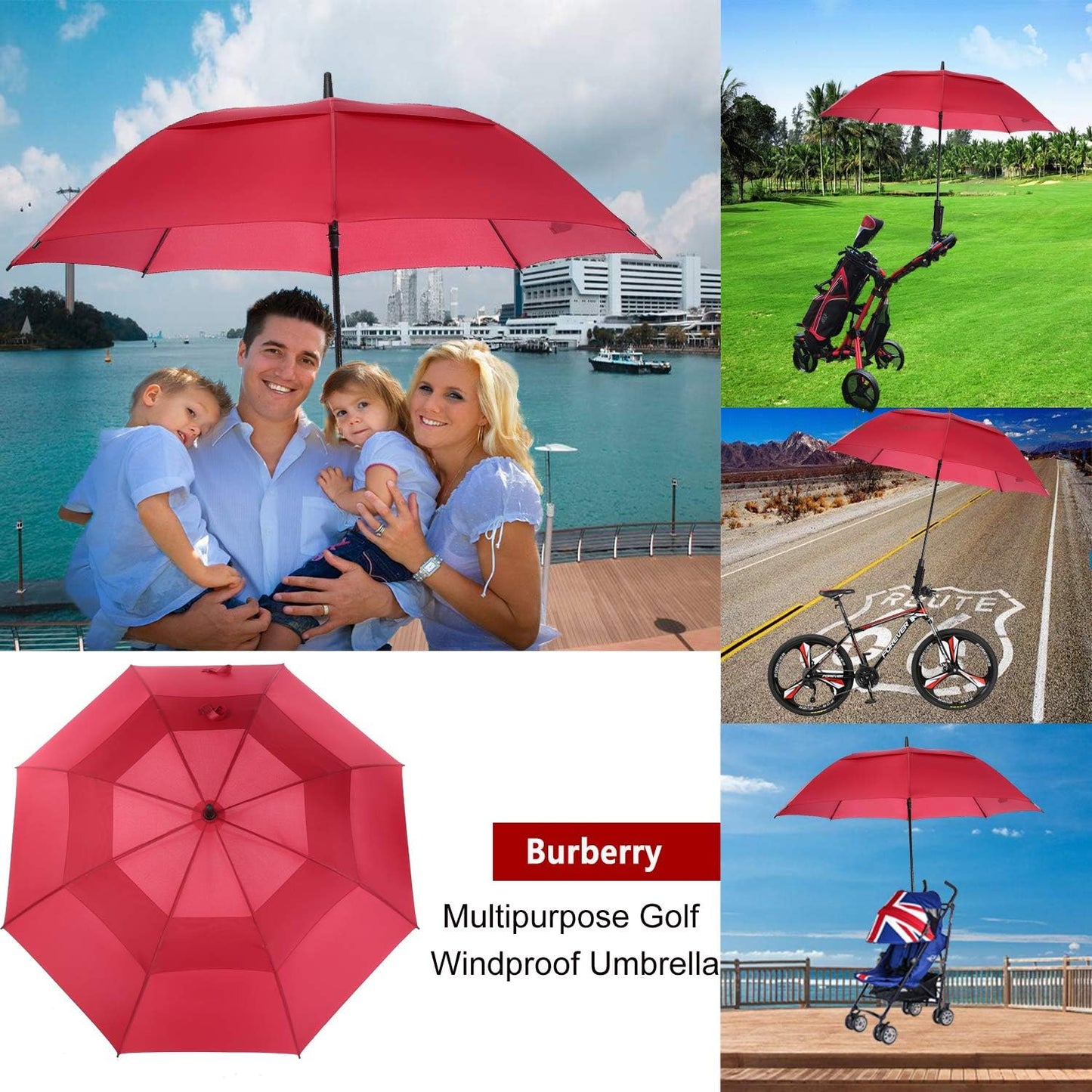 MRTLLOA Extra Large Golf Umbrella, 54/62/68/72 Inch Automatic Open, Oversize Double Canopy Vented Windproof Waterproof Sports Umbrellas for Rain