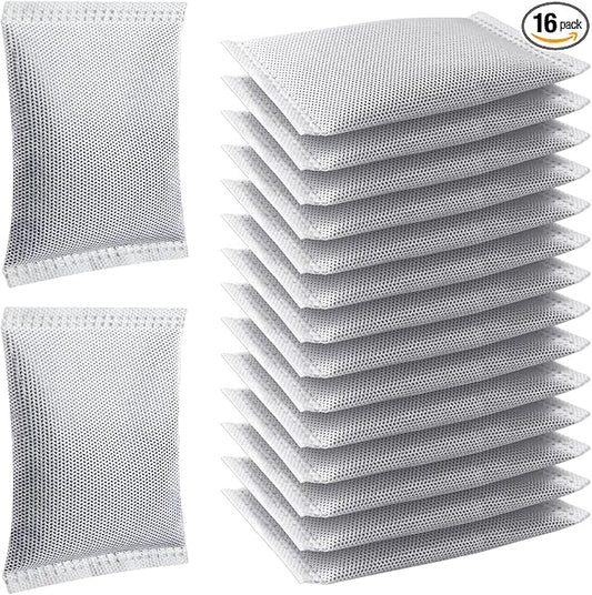 16 Pcs Activated Charcoal Odor Absorbing Filter Refills, Compatible with iTouchless 8 Gallon & Larger Trash Cans, Long-Lasting Deodorizer Replacement for Kitchen/Bathroom Use