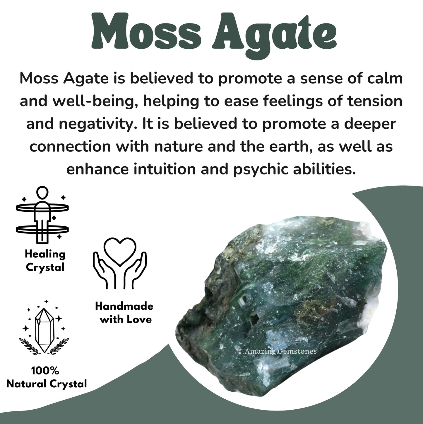 Amazing Gemstone Moss Agate Raw Crystals and Healing Stones, Natural Rocks for Tumbling and DIY Raw Stones and Crystals (1 lb)