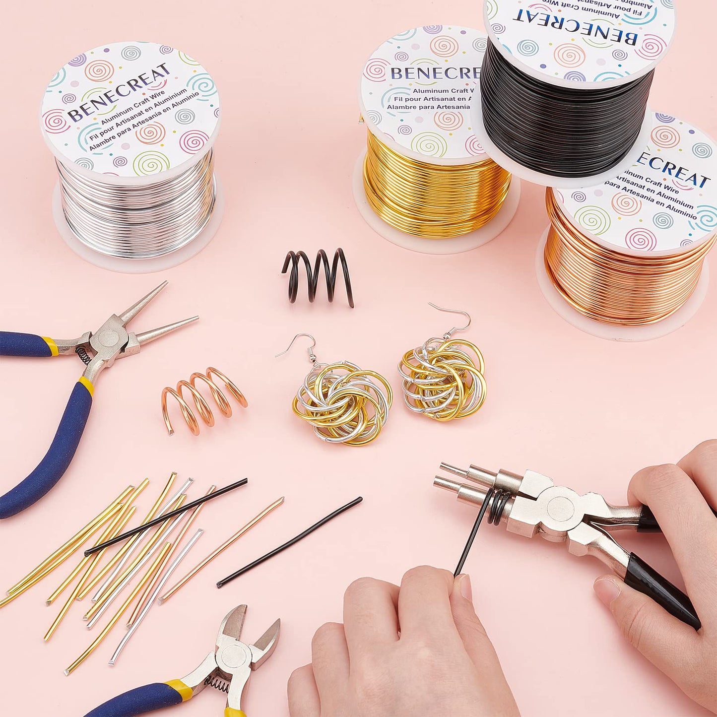 BENECREAT 12 17 18 Gauge Aluminum Wire (12 Gauge 100FT) Anodized Jewelry Craft Making Beading Wire Floral Gold Color Craft Wires for Air Plant Gardening, Model Making