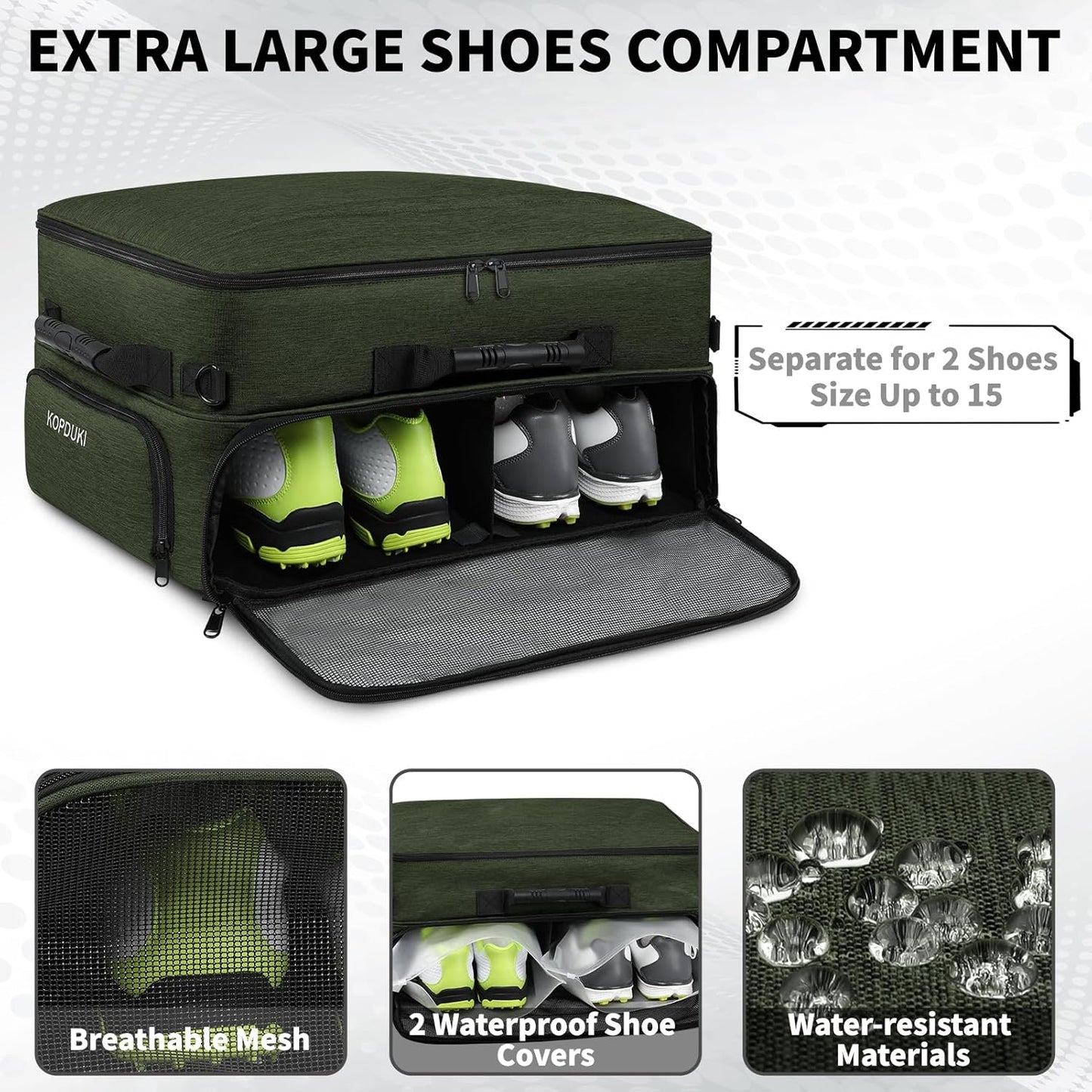 Extra Large Golf Trunk Organizer, Golf Gifts for Men Golfers, 20"x 14"x 10" 2 Layer Golf Trunk Organizer for Car, Water-resistant with Ventilated Compartment for 2 Pair Shoes and More Golf Accessories