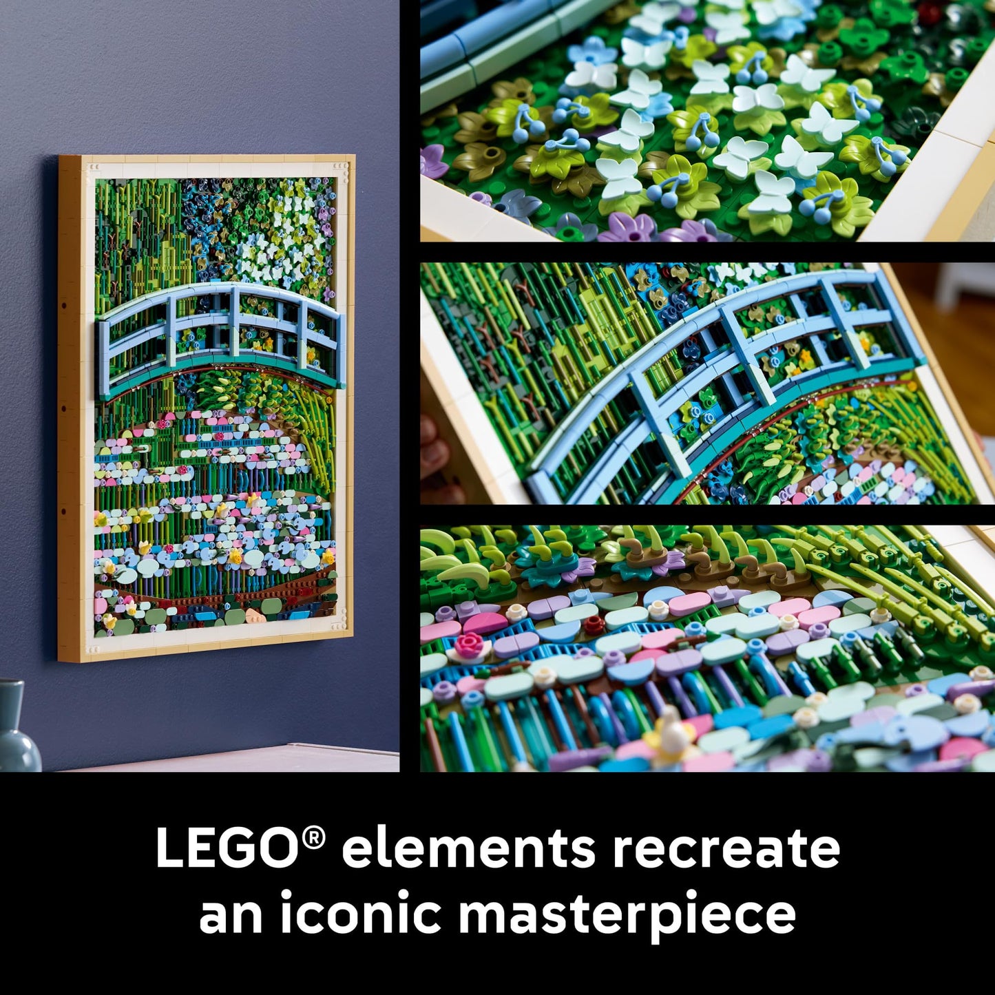 LEGO Art Claude Monet – Bridge Over a Pond of Water Lilies - Building Sets for Adults, Ages 18+ - Wall Decor for Living Room or Home Office - Gift for Women & Men - 31220