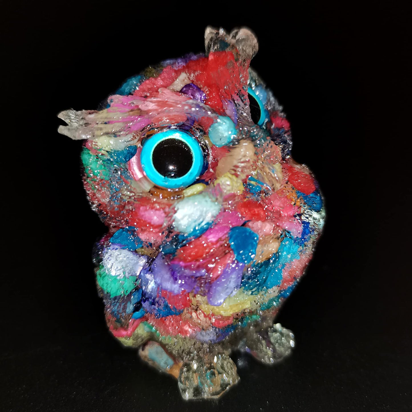 Reyife Hand-Carved Natural Crystal Owl Statue Reiki Healing Gemstone Animal Figurines Home Office Car Decoration The Best Gifts 2.4 inches