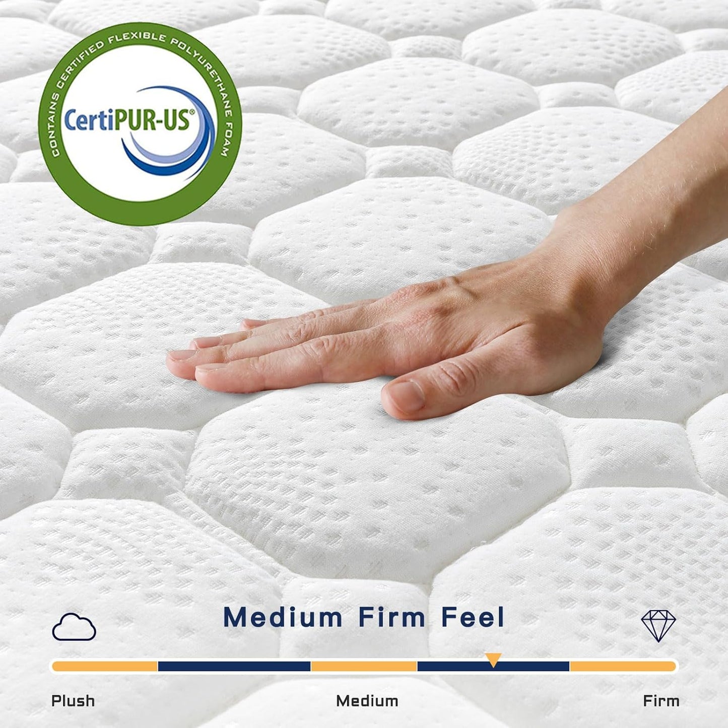 Vesgantti 10 Inch Multilayer Hybrid King Mattress - Multiple Sizes & Styles Available, Ergonomic Design with Memory Foam and Pocket Spring, Medium Firm Feel, White